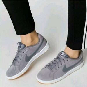 Nike Court Royal Suede Kicks Size Women's 8.5 Gun Smoke Gray White Tan Leather